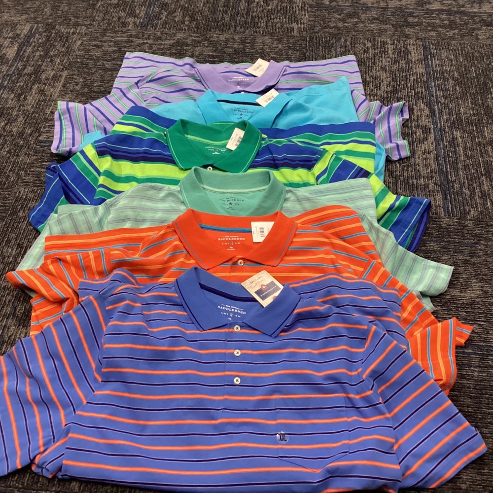 6 Saddlebred Mens XXL multi colored Easy Care Short Sleeve Pocket Polo Shirt